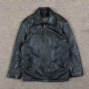 Leather Limited Black Leather Harrington Jacket Men’s M Full Zip Removable Liner